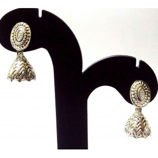 Silver Oxidized Earrings Jhumka Jhumki Jewelry Imitation Drop Dangle Long EA214